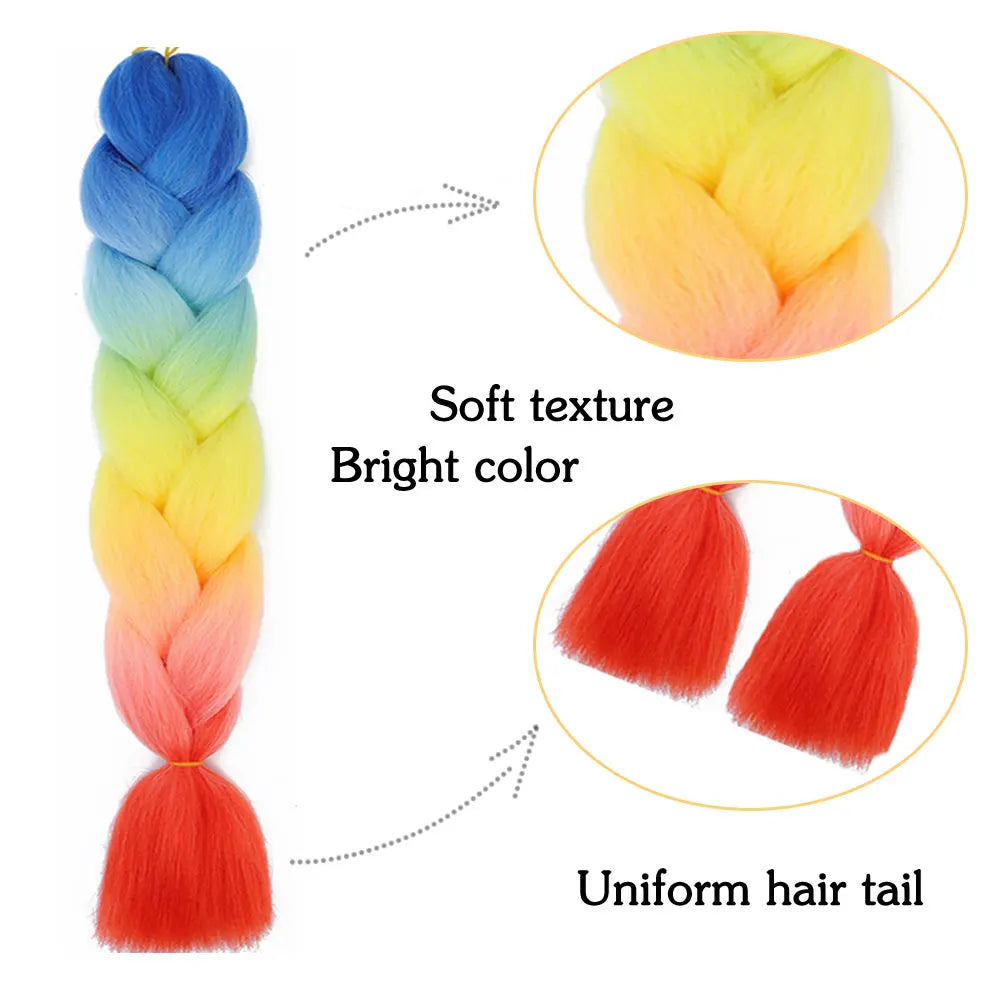 GlowStrands 24” Jumbo Braids for Kids & Adults – Ombre Kanekalon Hair Extensions, Easy Styling & Natural Feel