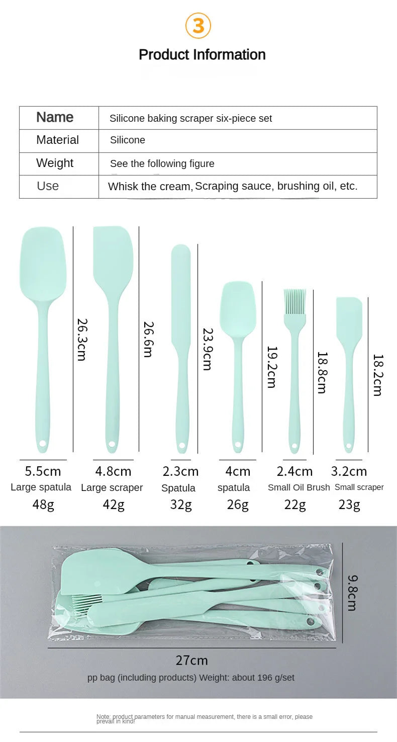 6-Piece Silicone Spatula Set for Baking – Includes Cake Frosting Brush, Non-Stick Scrapers & Cream Spreaders | Cute & Functional Kitchen Gadgets