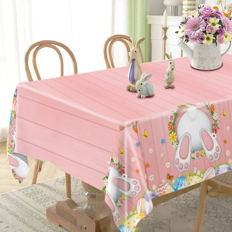 Easter Bunny Tablecloth Happy Easter Decoration For Home 2025 Easter Rabbit Eggs Easter Spring Themed Party Supplies Decoration