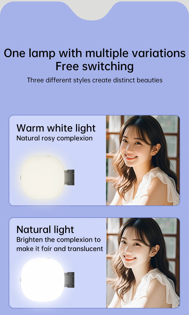 Magnetic Selfie Mirror Fill Light for Mobile Phones – Dual-Color Adjustable Reversible Stand