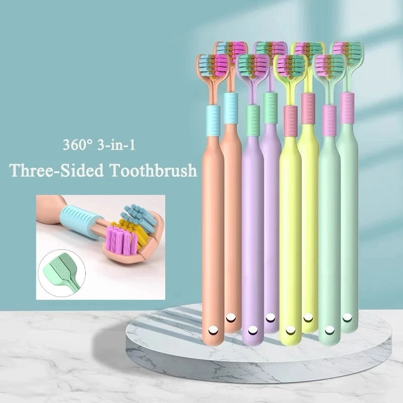 Three-Sided Toothbrush with Soft Ultra-Fine Bristles – Complete Oral Care & Gentle Teeth Cleaning