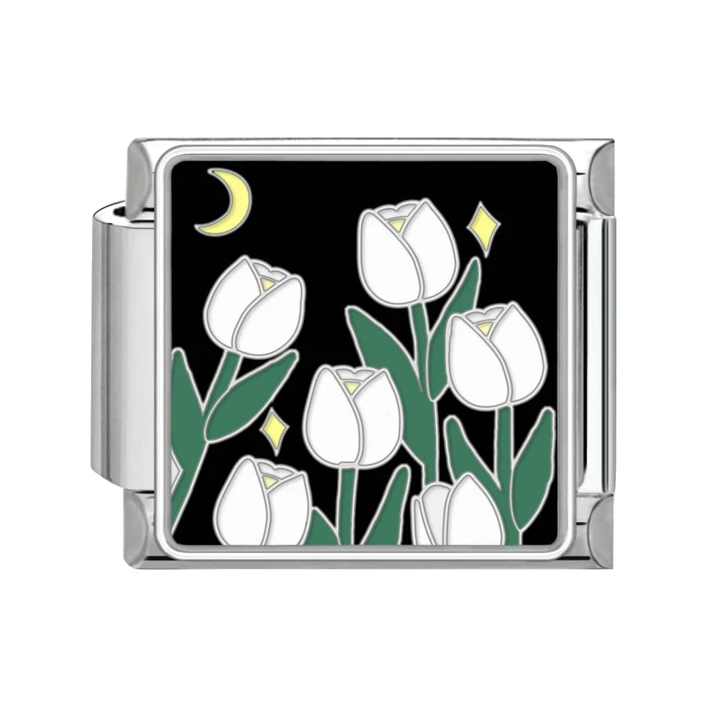 Italian Charm Links – Heart, Flower, Cat & Cherry Designs – Fits 9mm Stainless Steel Bracelets – DIY Jewelry Making Gift for Women