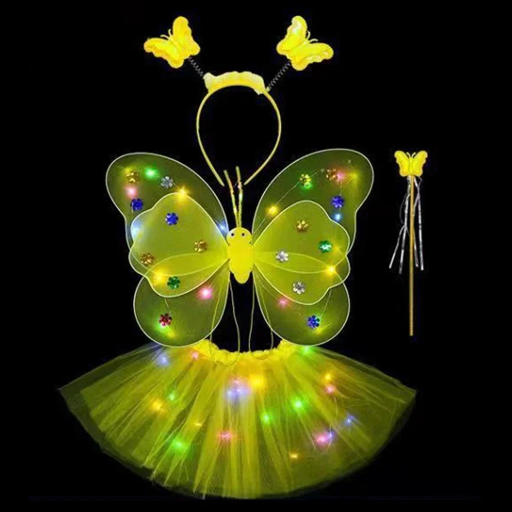 LED Glowing Butterfly Wings Costume Set for Girls