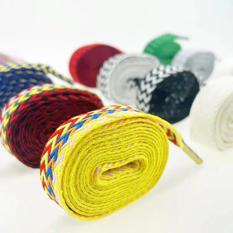 Flat Wavy Shoelaces for Sneakers – Trendy Wide Replacement Shoe Laces for Casual, Sport & Streetwear Shoes (1.5cm / 2cm / 3cm Widths)
