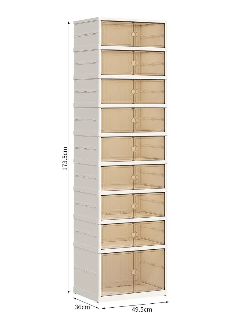 Foldable Shoe Storage Cabinet with Transparent Doors