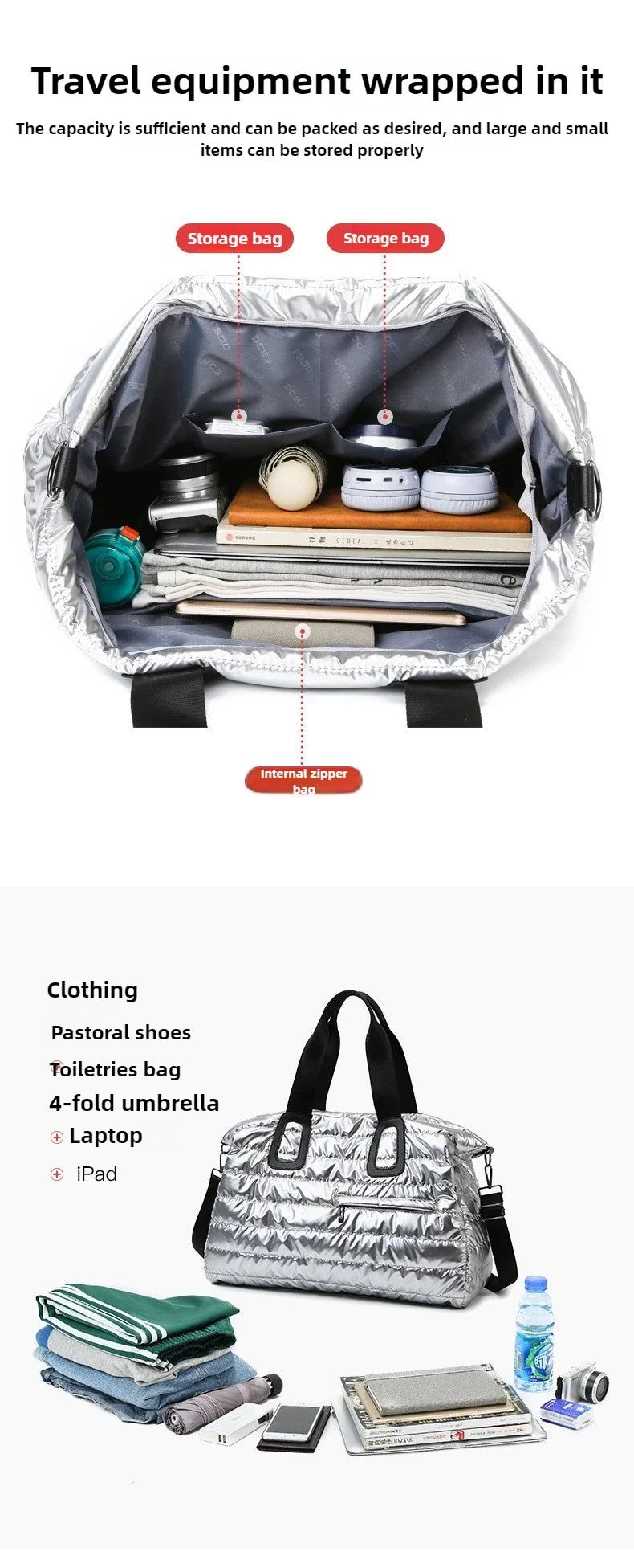 Women’s Travel & Gym Bag – Waterproof Fitness Handbag with Dry/Wet Separation, Perfect for Swimming, Yoga & Sports, Easy Single-Shoulder Carry