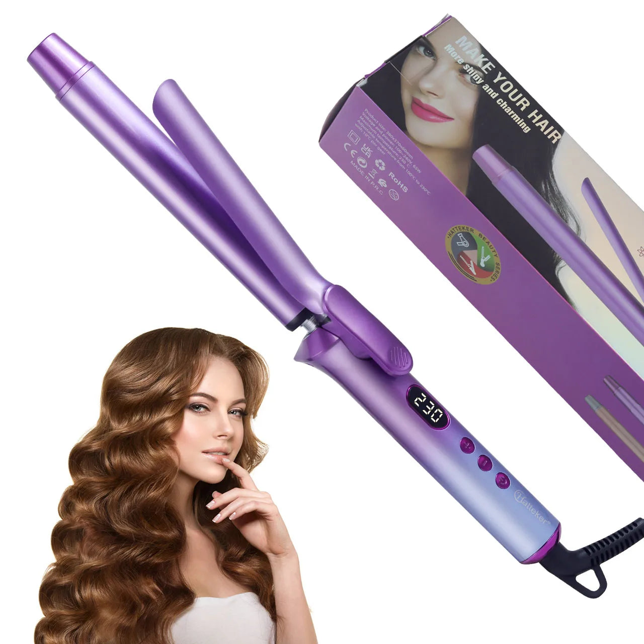 9mm Ceramic Curling Wand Hair Curler – Tourmaline Barrel with Constant Temperature for Professional Salon Styling