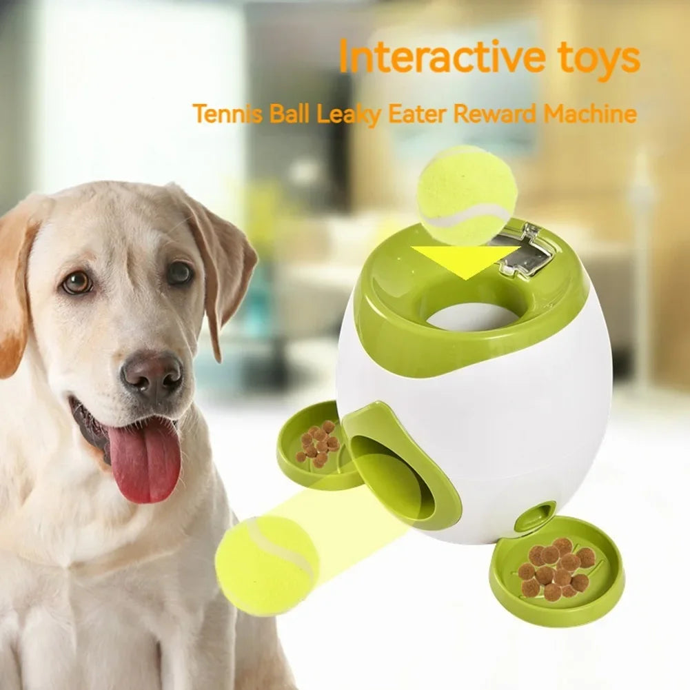 Dog Interactive Treat Dispenser Puzzle Toy with Tennis Ball Reward System