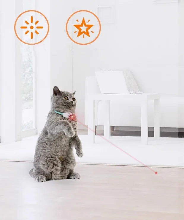 Smart Laser Tease Cat Collar – USB Rechargeable, Automatic Interactive Toy for Kittens & Cats