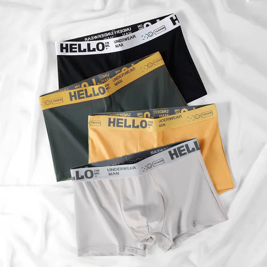 4-Pack Men's Cotton Boxer Shorts with Print Design