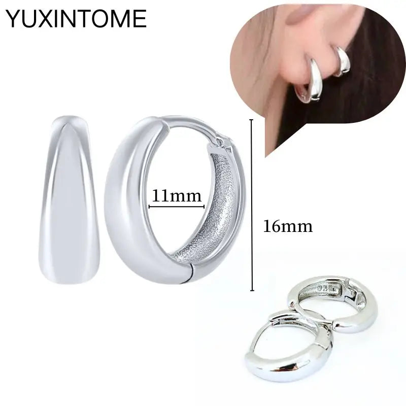 925 Sterling Silver Multi-Turn Hoop Earrings with White Zircon, Fashion Punk Jewelry for Women