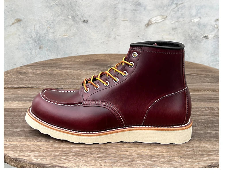 Men’s Leather Work Boots – Durable Full-Grain Leather with Goodyear-Welt Construction