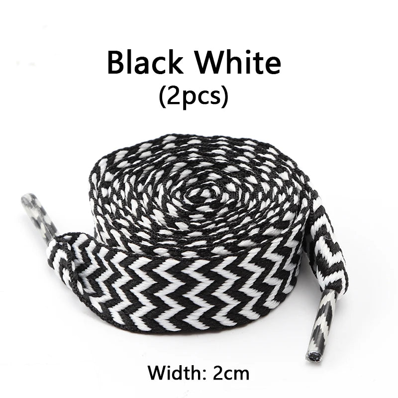 Flat Wavy Shoelaces for Sneakers – Trendy Wide Replacement Shoe Laces for Casual, Sport & Streetwear Shoes (1.5cm / 2cm / 3cm Widths)