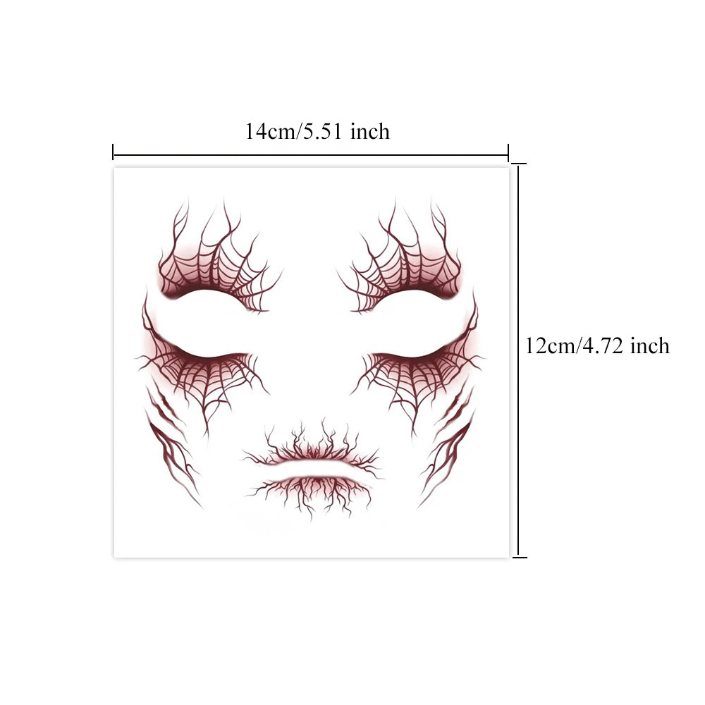 Halloween Vein and Spider Web Temporary Tattoo Stickers for Gothic Horror Costumes, Themed Parties and Special Effects Body Art