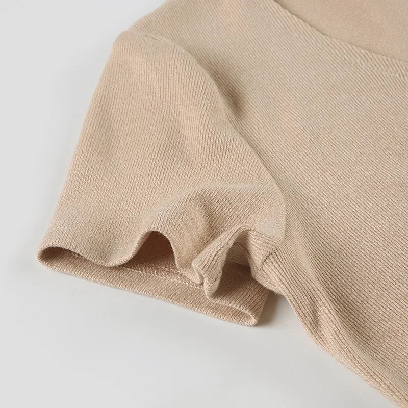 Knitted V-Neck Mini Dress – Short Sleeve Button Front Casual Summer Dress