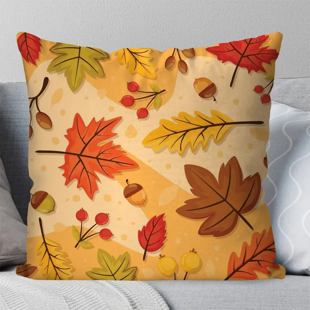 1pc Autumn Maple Leaf Decoration Pillow Case Square Pillow Bedroom Sofa Leisure ComfortCar Living Room Home Decoration 40X40