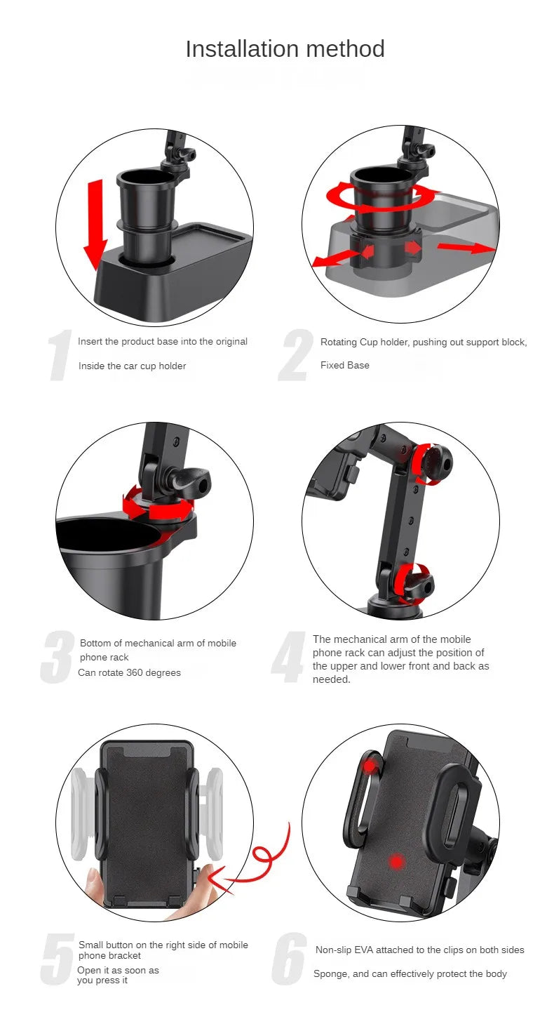 360 Degree Car Cup Holder Phone Mount Expander