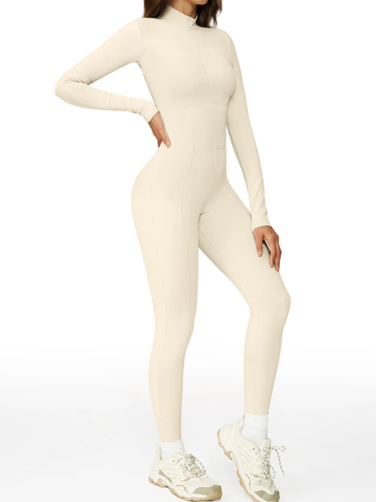 Women’s Warm Plush Winter Jumpsuit One-Piece Tracksuit – Long Sleeve Fitness Bodysuit for Gym, Skiing & Outdoor Wear