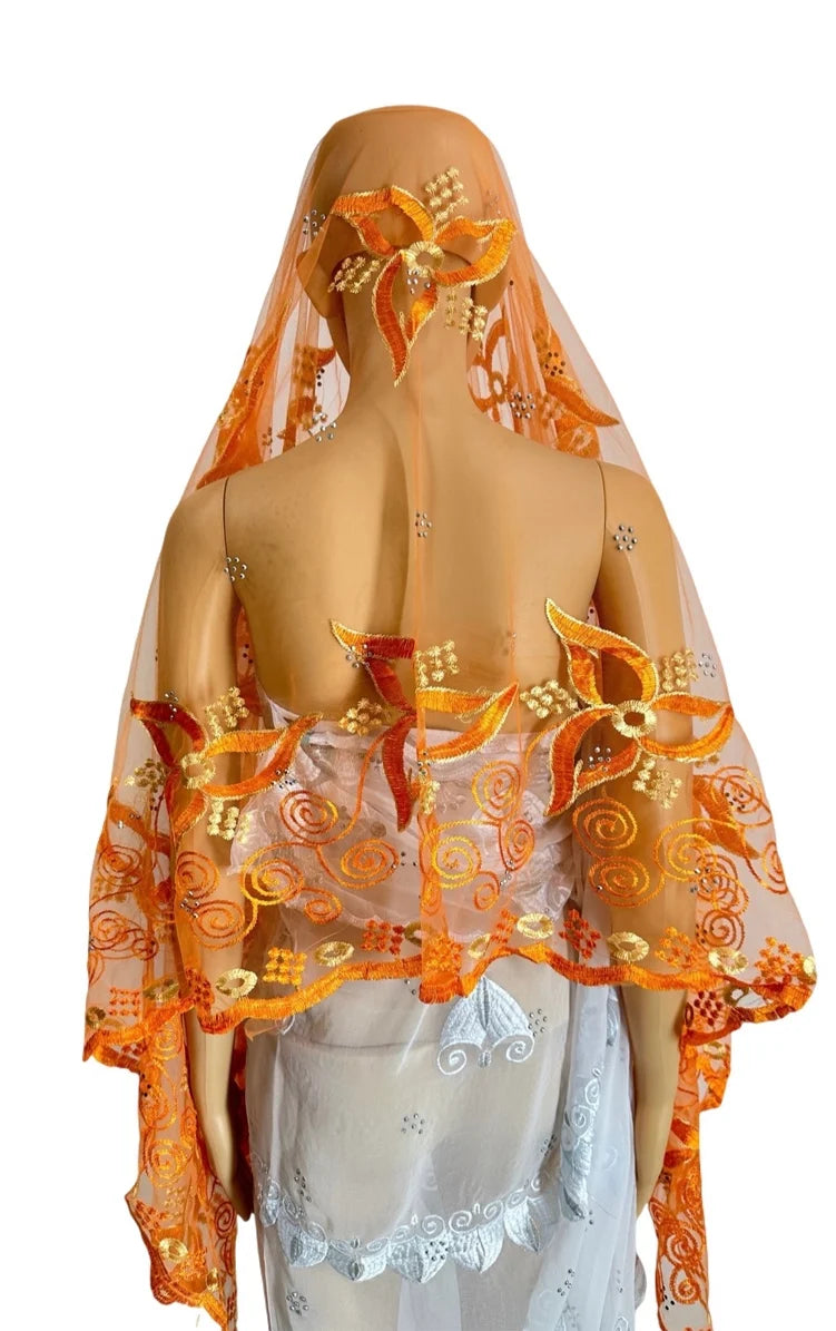 Women's Embroidered Voile Hijab Scarf