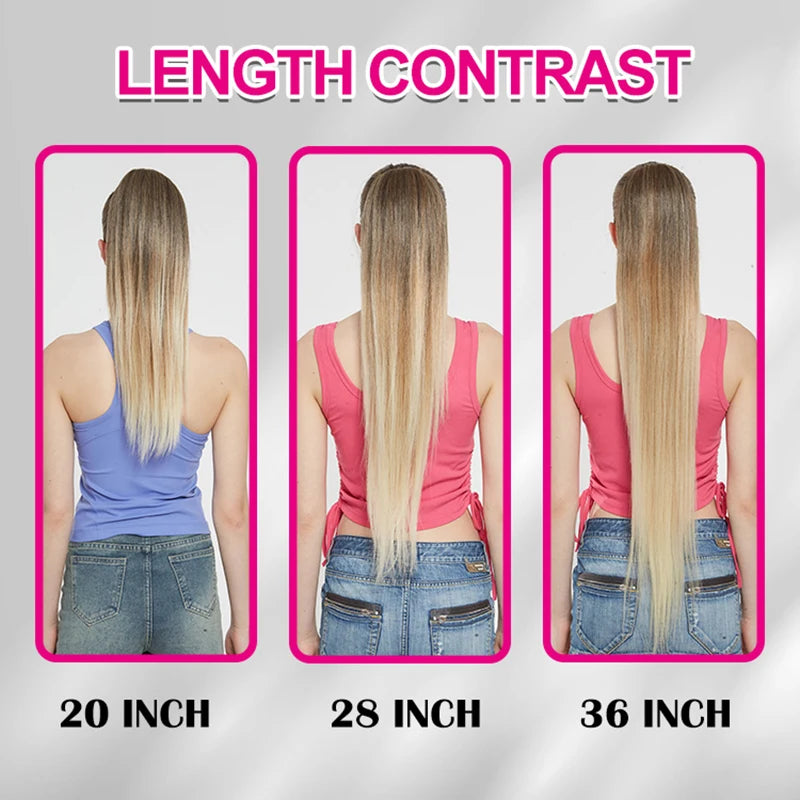 36-Inch Synthetic Drawstring Ponytail Hair Extension – Ombre Blonde, Women’s Hairpiece