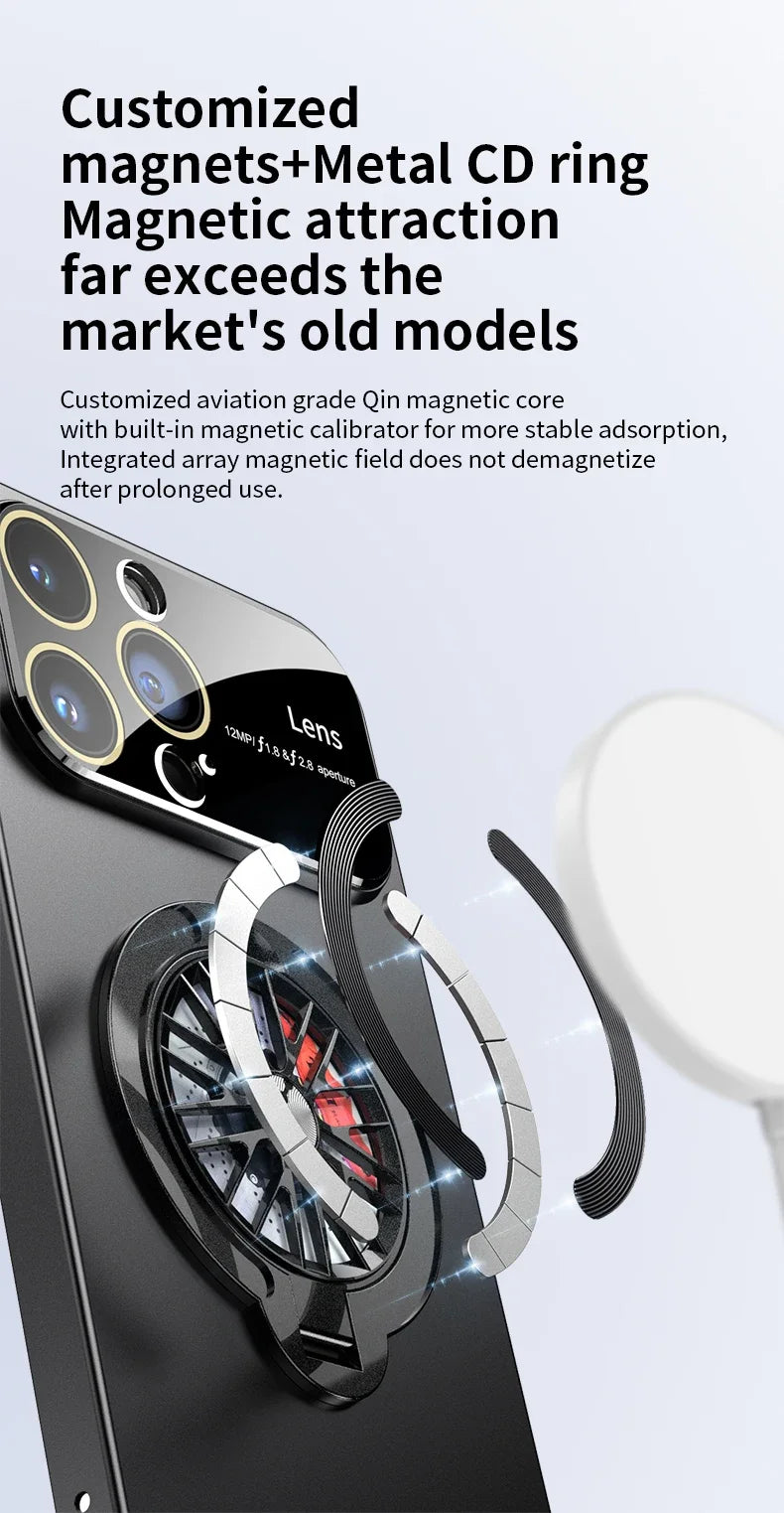 MagSafe Rotating Gyro Stand Phone Case with Camera Lens Protection for iPhone 16/15/14/13/12/11 Pro Max & Plus