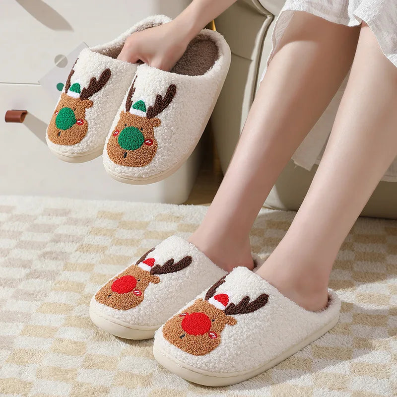 Women’s Winter Fluffy Slippers – Plush Fleece Indoor Home Slides with Heart Design