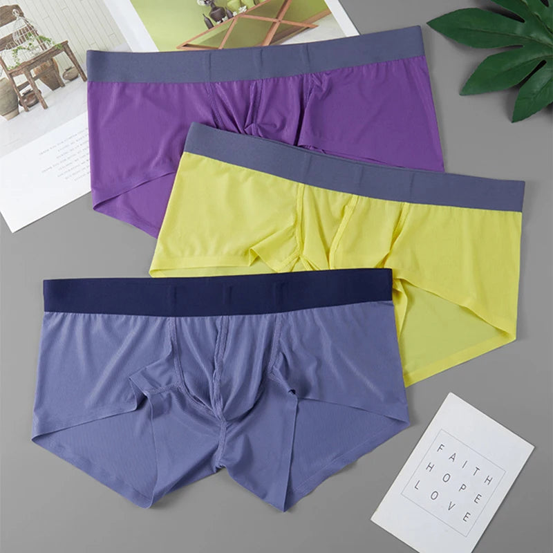 Men’s Ultra-Thin Ice Silk Boxer Shorts – Seamless, Breathable, Quick-Dry Underwear