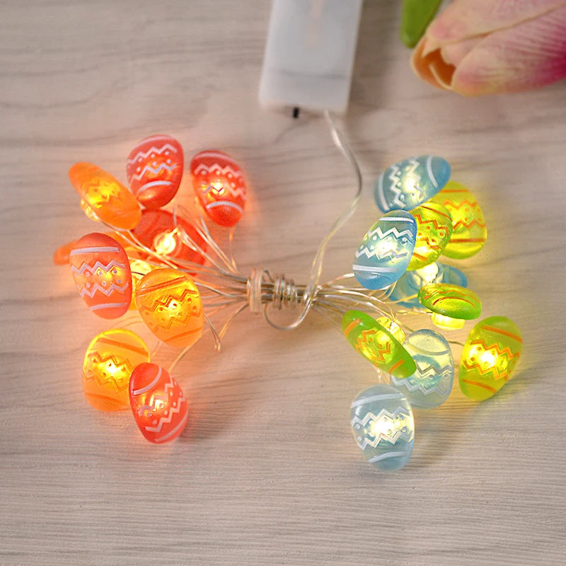 2/1 meter Easter String Lights for Home Decor 20 LED Glowing Easter Bunny Egg Carrot Fairy Light Ornament Decorations