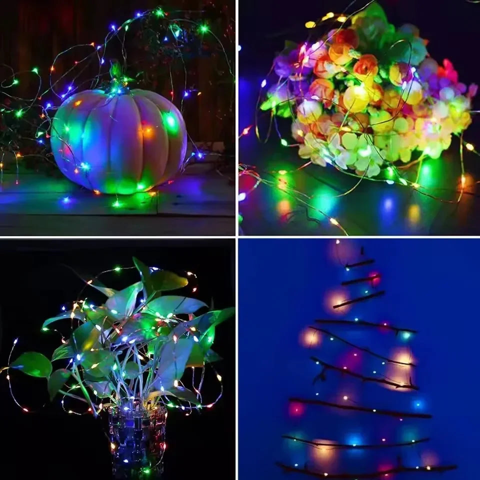 Solar LED Fairy String Lights with Flexible Copper Wire for Garden, Patio, Tree and Christmas Party Decorating