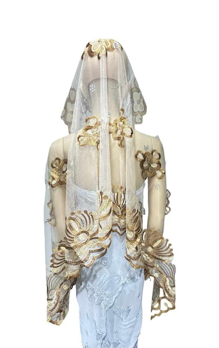 Women's Embroidered Voile Hijab Scarf