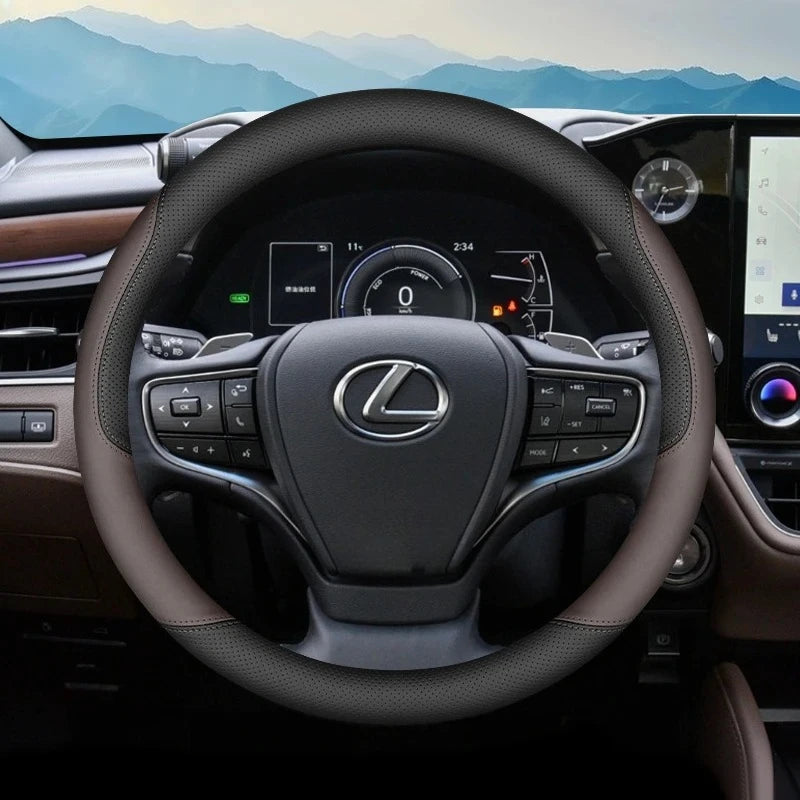 Faux Leather Steering Wheel Cover for 37–38 cm Wheels