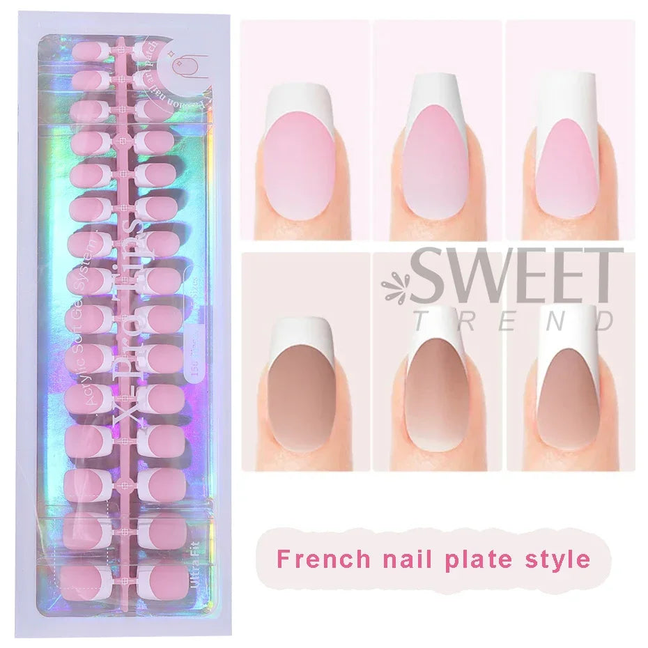 150–160pcs Short Square Press-On Nails – Soft Gel False Nail Tips for Manicure, Y2K Style Artificial Nails for Women
