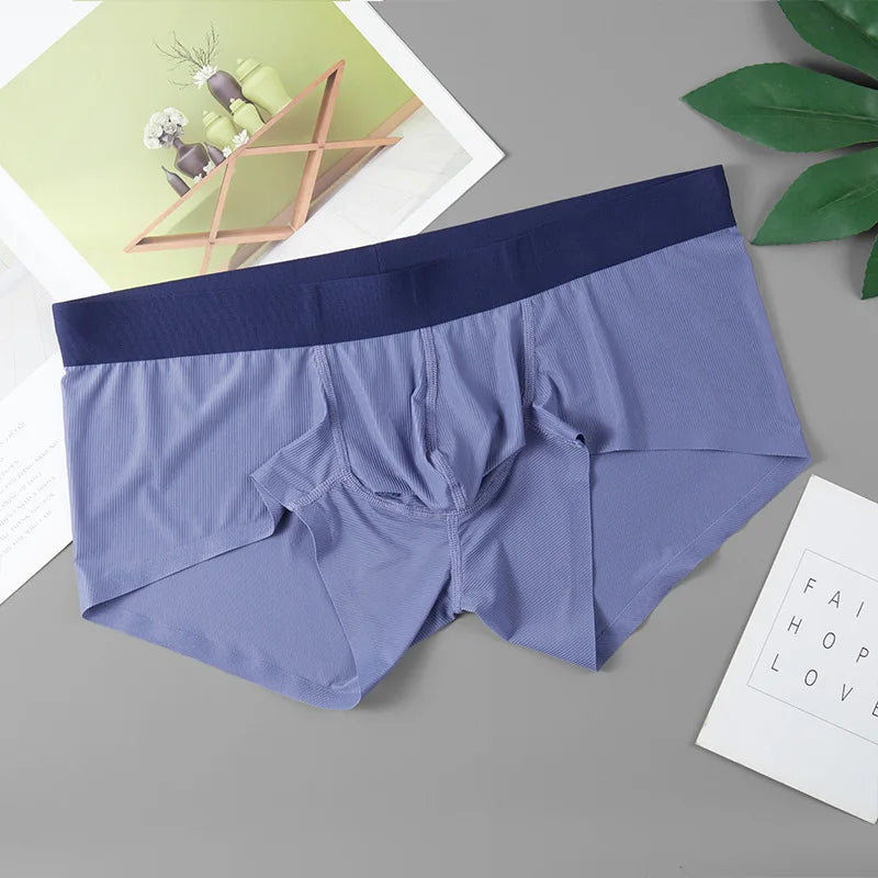 Men’s Ultra-Thin Ice Silk Boxer Shorts – Seamless, Breathable, Quick-Dry Underwear