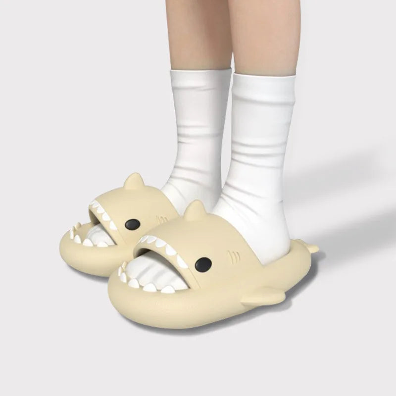 Thick-Sole Shark Slippers — EVA Slide Sandals