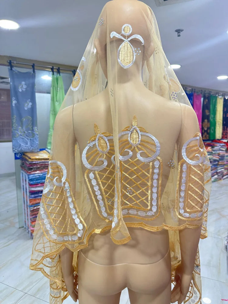Women's Embroidered Voile Hijab Scarf