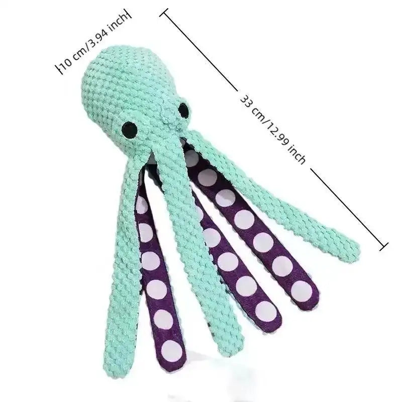 Plush Pet Chew Toy with Octopus and Food Designs