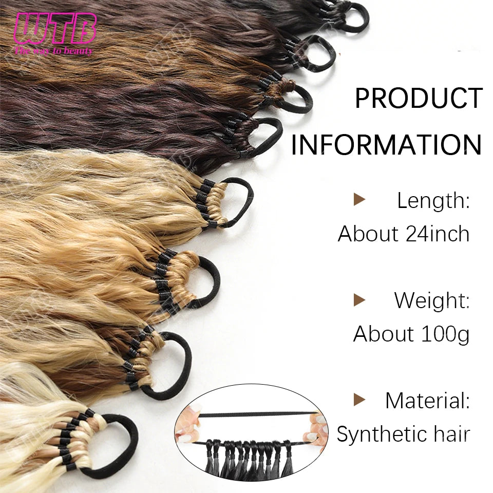 24-Inch Synthetic Braided Wig – Corn Perm Curly Ponytail, Lightweight & Natural Look for Daily Wear