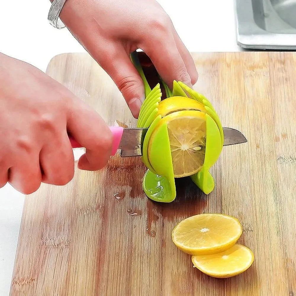 Galavilly Handheld Tomato and Lemon Slicing Guide, Fruit and Vegetable Holding Clip for Kitchen Food Prep
