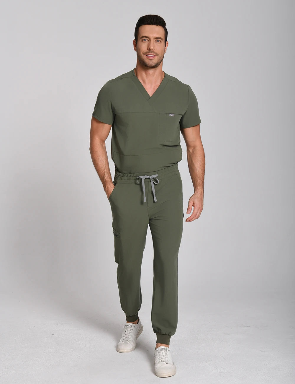 Men's Antibacterial Surgical Scrubs Set — Soft Breathable 2-Piece Medical Uniform