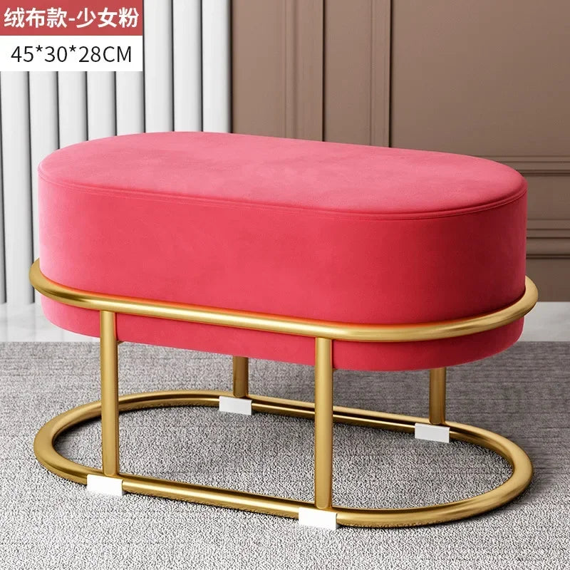 Seating Living Room Fabric Craft Shoe Changing Stool Home Doorway Sofa Stool Oval Rest Stool