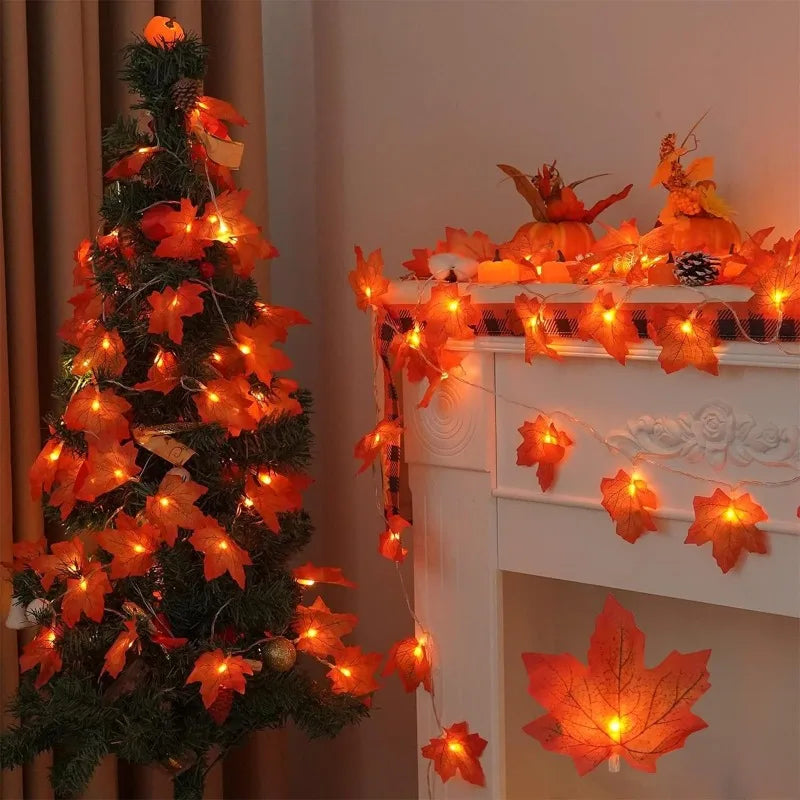 2/3M LED Maple Leaf String Lights – Christmas, Halloween & New Year Decoration
Artificial Maple Leaf Garland with LED Lights – Perfect for Home, Party, DIY Decor & Seasonal Events