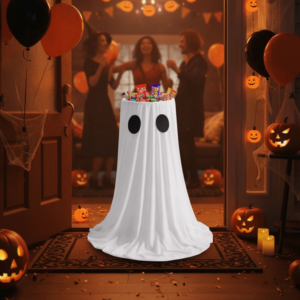 Halloween Light-Up Ghost Candy Bowl with Adjustable Stand