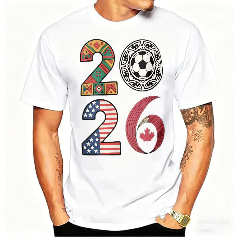 USA, Canada & Mexico Soccer Flag T-Shirt – Cotton Graphic Tee (2026 Edition)