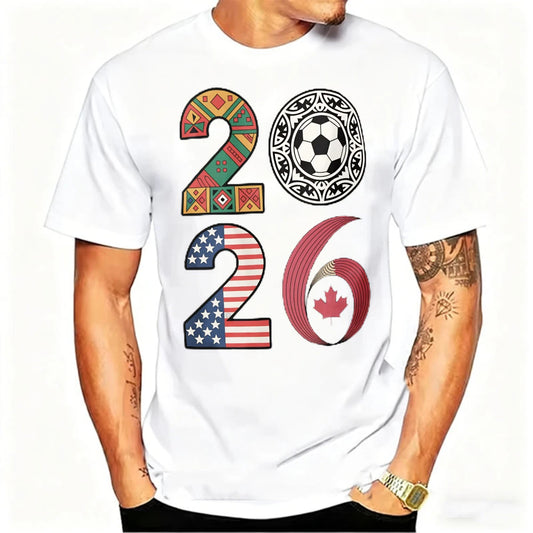USA, Canada & Mexico Soccer Flag T-Shirt – Cotton Graphic Tee (2026 Edition)