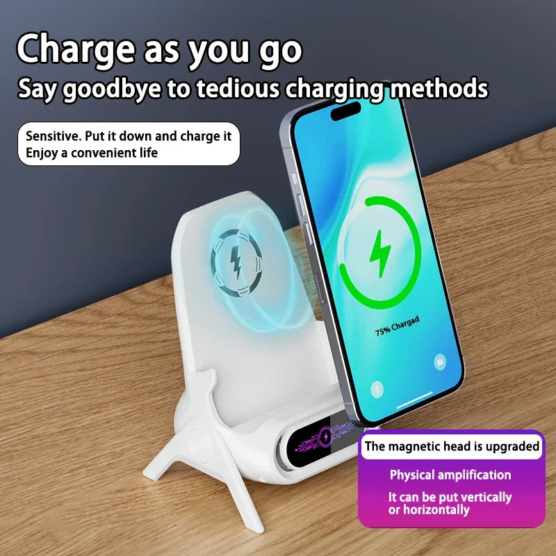 2025 Wireless Magnetic Fast Charger – 3D Cute Stool Design Desktop Stand & Phone Prop