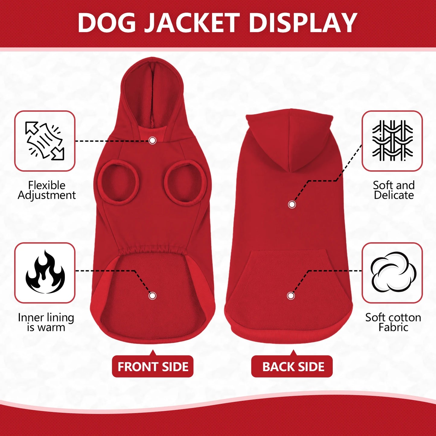 Christmas Sleeveless Dog Hoodie — Warm Pet Sweatshirt for Small to Large Dogs