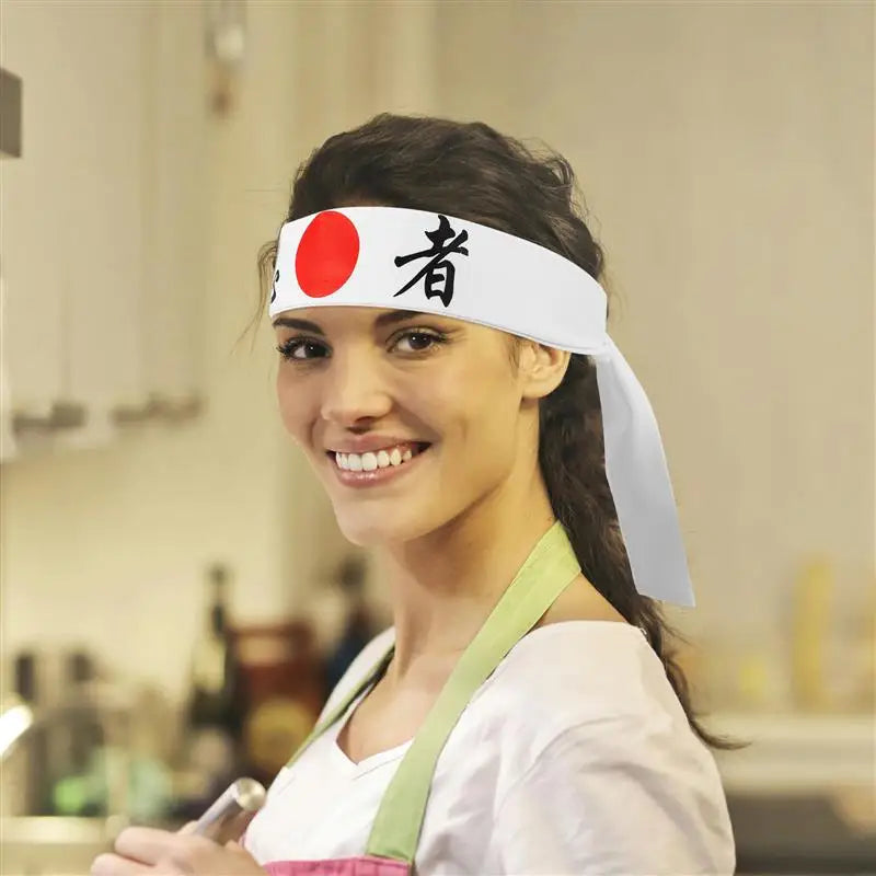 1pc Japanese Ninja Headband Japanese Sushi Chef Head Band Karate Headband Breathable Chef Headband Polyester 92x4.6cm