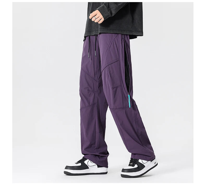 Men’s Casual Pants Loose Fit Straight Leg – Water-Resistant Everyday Trousers Spring Fashion