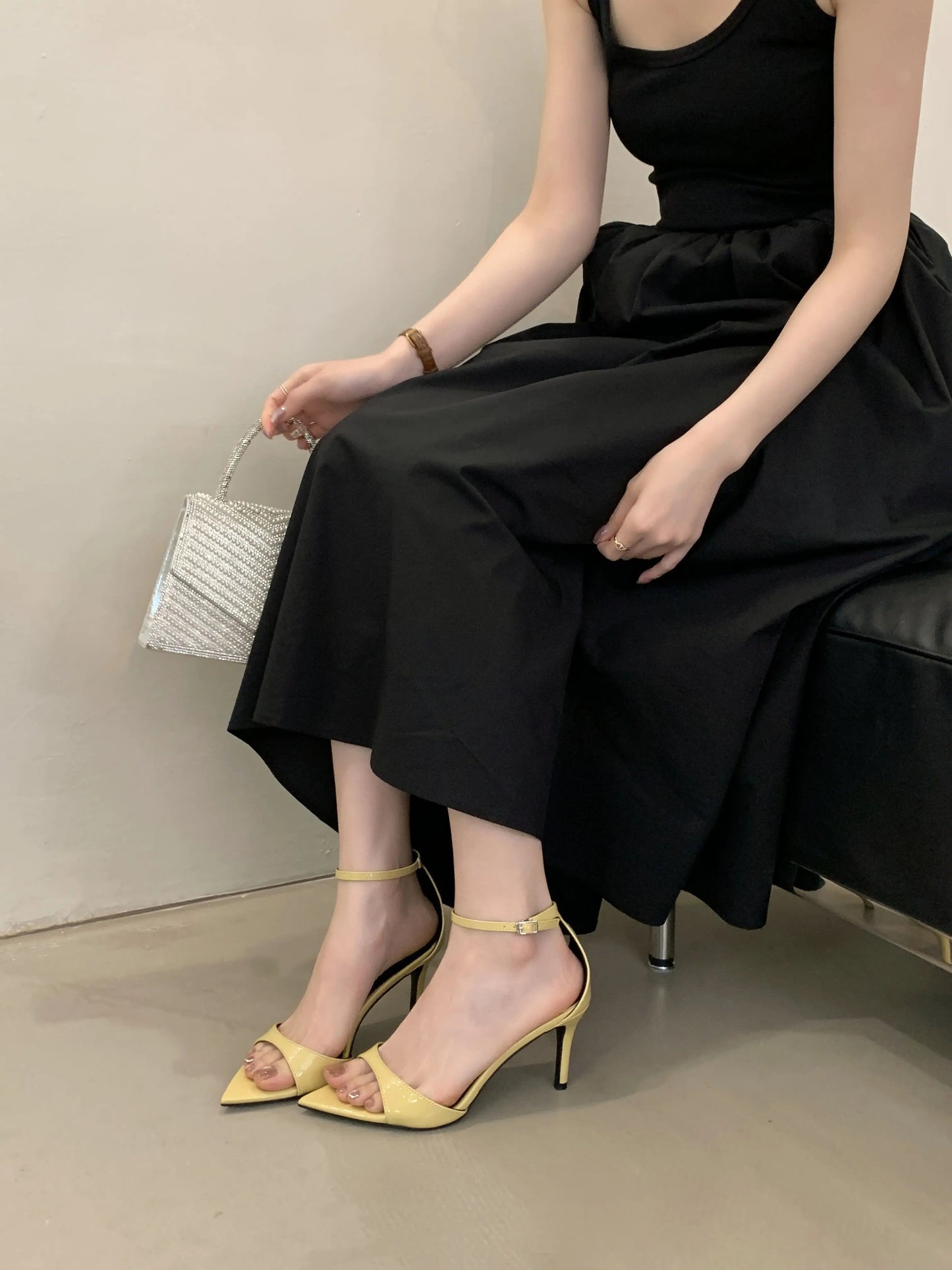 Women’s Fashion – Sexy Patent Leather High Heel Sandals with Buckle | Pointed Toe Party & Wedding Shoes