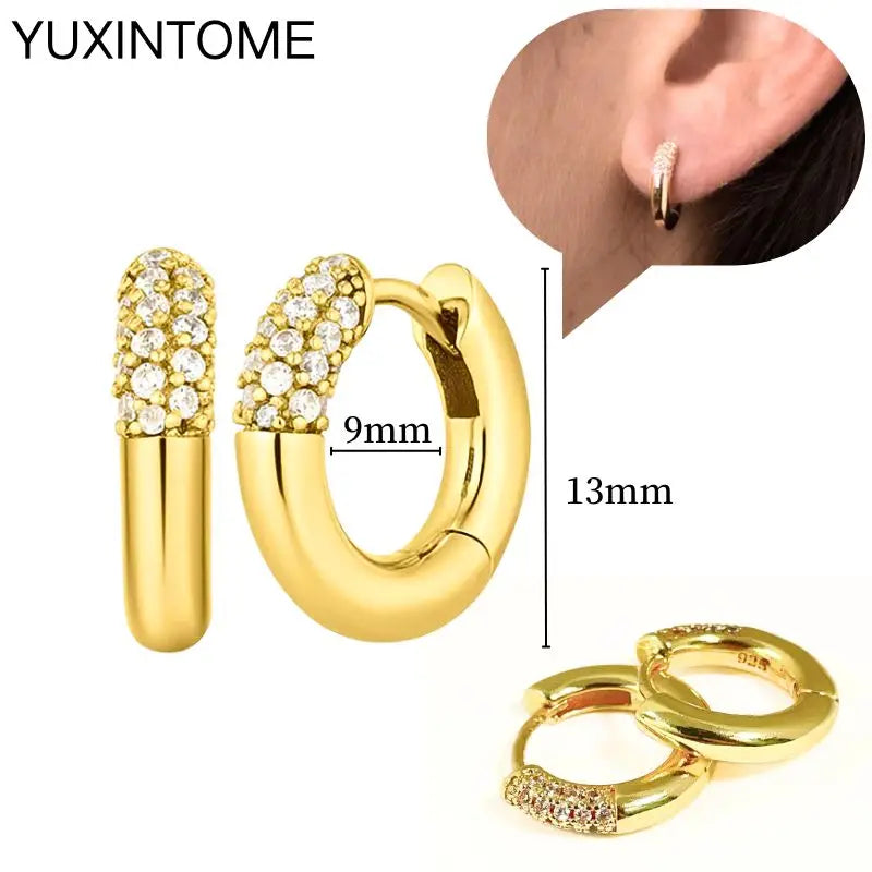925 Sterling Silver Multi-Turn Hoop Earrings with White Zircon, Fashion Punk Jewelry for Women